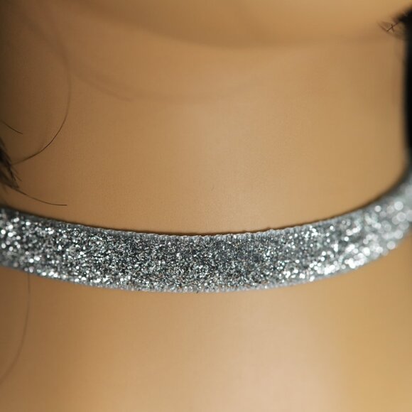 Silver Sparkle Choker adjustable Silver tone color Chokers (#42) - Picture 11 of 11